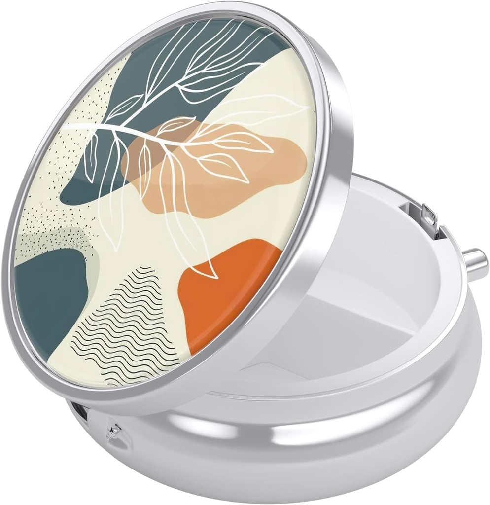 Nipichsha Pill Box, Small Pill Case for Purse & Pocket, Cute Travel Medicine Organizer, Portable Medicine Container Holder to Hold Vitamins, Medication, Fish Oil & Supplement, Desert Leaf