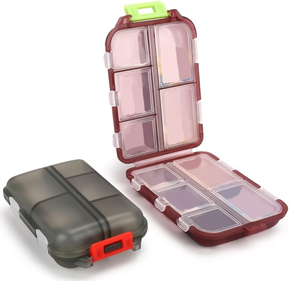 2PCS Travel Pill Organizer Box, Portable Pill Case, Pill Box Dispenser, με 10 διαμερίσματα για διαφορετικά φάρμακα