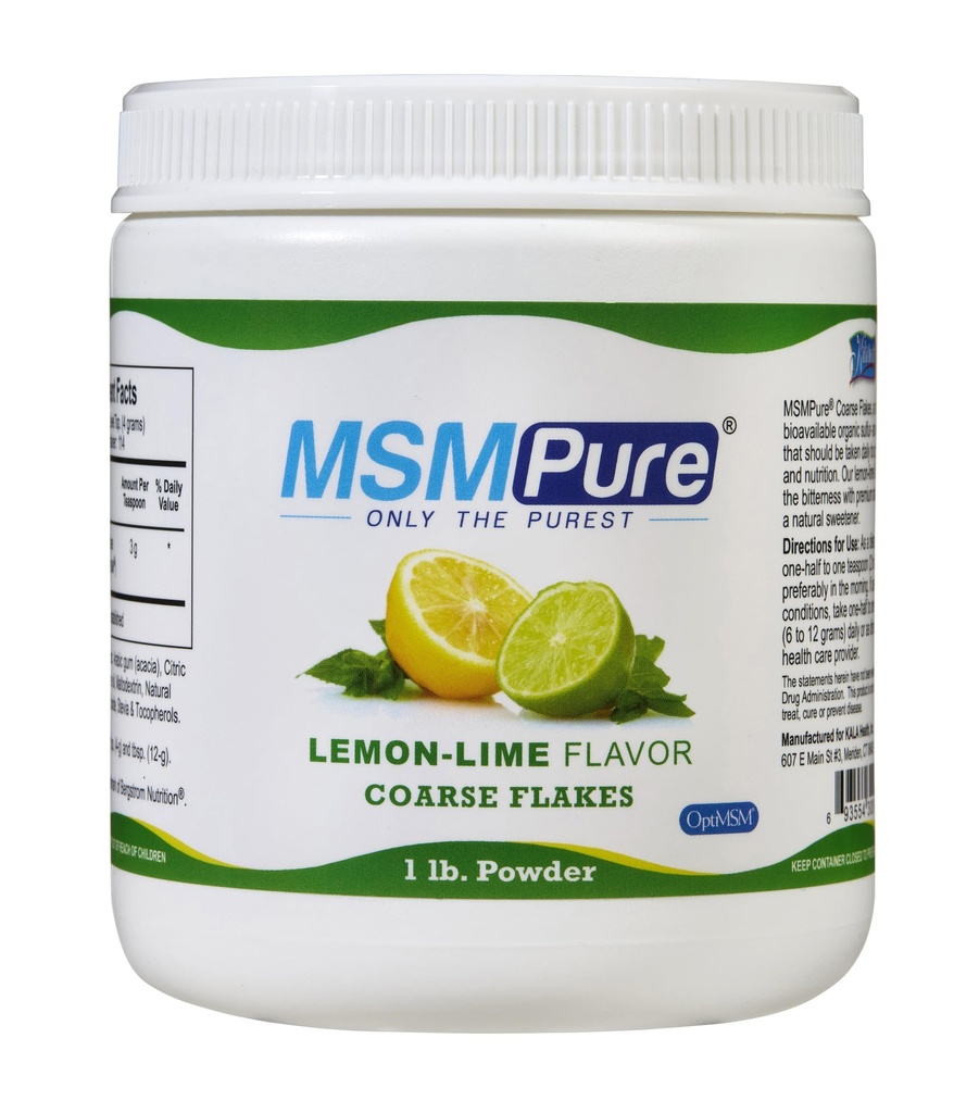 KALA ΥΓΕΙΑ MSMPure Lemon Lime Flavored Coarse MSM Powder Fleakes – US-Made MSM για κοινή υγεία, εμφάνιση του δέρματος, και Hair & Nail Support – 1 LB, Βιολογικό Sulfur