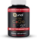 Qunol CoQ10 100mg Softgels, Ultra CoQ10 100mg, 3x Καλύτερη Απορρόφηση, Αντιοξειδωτικό για την Καρδιά Υγεία & Παραγωγή Ενέργειας, Συνένζυμο Q10 Βιταμίνες και Συμπληρώματα, 4 Μήνες Προμήθεια, 120 Μέτρα
