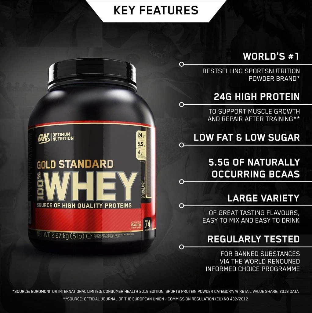 Βέλτιστη διατροφή 100% Whey Gold Πρότυπο, διπλή πλούσια σοκολάτα, 5 λίρες