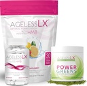Ageless LX Biotin Συμπληρώματα κάψουλες, Λεμονάδα φράουλα & Power Greens Powder Bundle - Αντι γήρανση συμπληρώματα