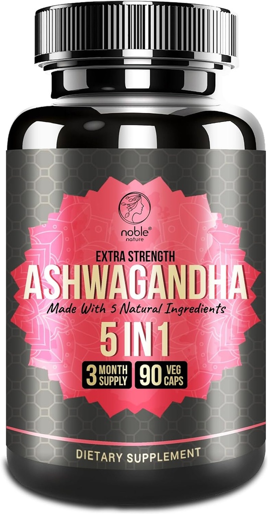 Συμπλήρωμα Ashwagandha με Turmeric, Rhodiola Rosea, Ginger Root, και Black Pepper Extract - 90 κάψουλες Veg