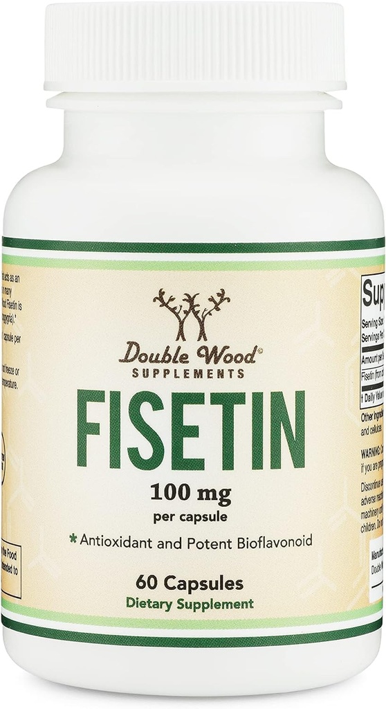 Fisetin Supplement - 100mg Βιοενεργών φλαβνονολών, 60 Count (Bioflavonoid Polyphenols Supplement Παρόμοια με Apigenin, Luteolin, και Quercetin) Υποστήριξη γήρανσης Senolytic by Double Wood