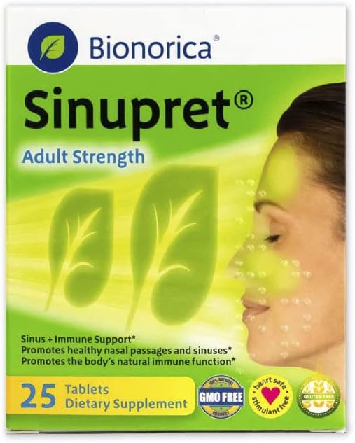 Bionorica Sinupret Adult Strength Sinus - Συμπλήρωμα Ανοσοποιητικής Υποστήριξης - All Natural - Herbal Nasal Passage & Immunity Boost - 25 δισκία