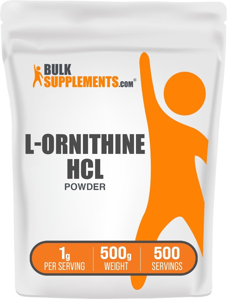 BulkSupplements.com L-Ορνιθίνη HCl σκόνη - συμπλήρωμα ορνιθίνης, Amino Acids συμπλήρωμα - Χωρίς γλουτένη, 1g ανά υπηρεσία, 500g (1.1 lbs) (Συσκευή των 1)