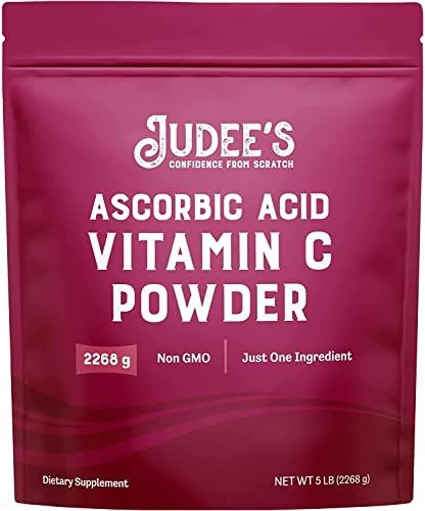 Judee’s Pure Vitamin C Powder 5 lb - 100% Χωρίς Γλουτένη και Χωρίς Καρπούς - (L - Ασκορβικό Οξύ) - Immune Support & Antioxidant Supplement - No Fillers - για Καλλυντικά και Διατηρητικά Τρόφιμα