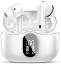 Btootos Ασύρματα ακουστικά Bluetooth 5.4 Ακουστικά Bass Stereo Ear Buds με θόρυβο Ακύρωση οθόνης Mic LED στα ακουστικά IP7 Αδιάβροχα 36H Playtime για lap-top pad τηλέφωνα Αθλητισμός προπόνηση Λευκό