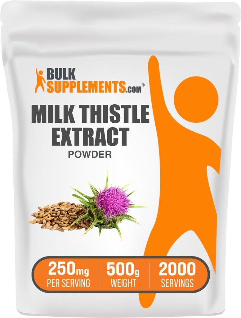 BulkSupplements.com Γάλα Γαϊδουράγκαθο εκχύλισμα σκόνης - συμπλήρωμα βοτάνων, Γάλα Γαϊδουράγκαθο συμπλήρωμα - Χωρίς γλουτένη, 250mg ανά Σερβίρισμα, 500g (1.1 lbs) (πακέτο των 1)