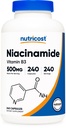 Nutricost Niacinamide (Vitamin B3) 500mg, 240 Κάψουλες - Μη ΓΤΟ, Χωρίς γλουτένη, Χωρίς Flush Βιταμίνη B3