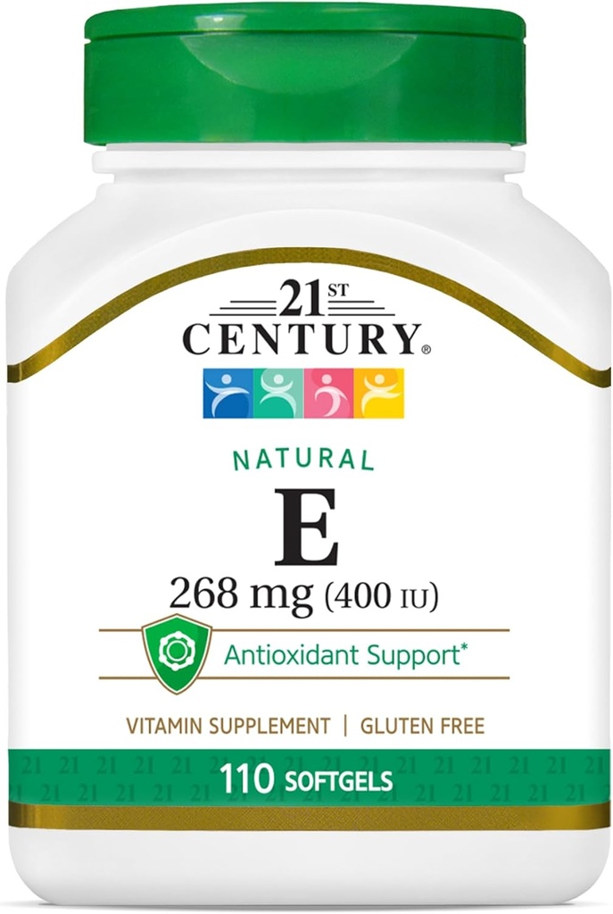 21ος αιώνας E 400 I.U. Φυσικό (D-Alpha) Softgels, 110-Count