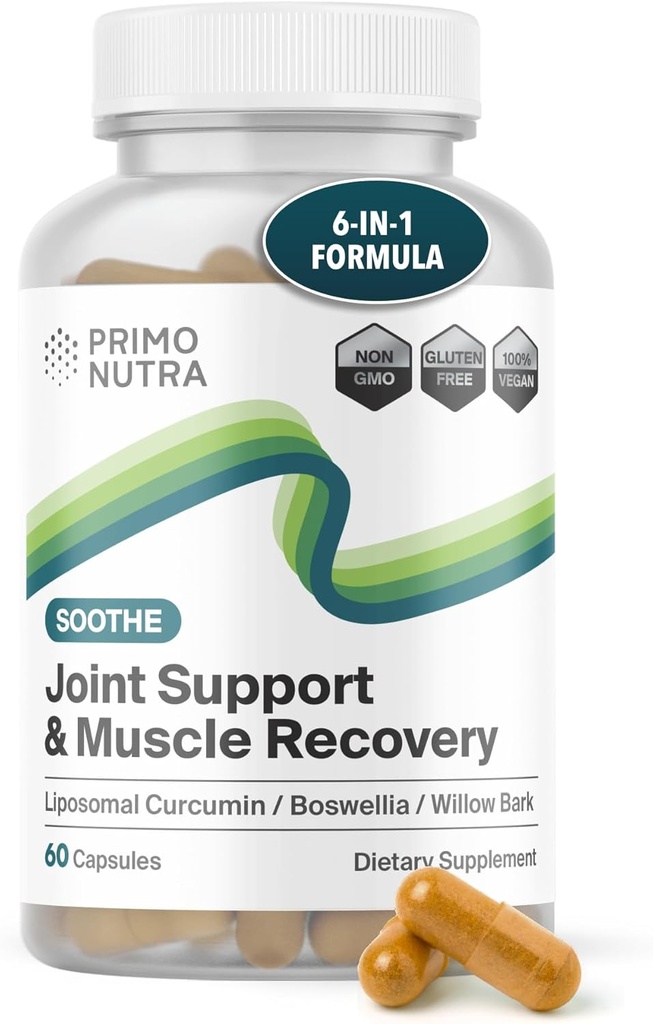 Γρήγορο συμπλήρωμα κοινής δράσης για την υγεία - Liposomal Curcumin, Boswellia serrata, White Willow Bark, Turmeric συμπλήρωμα με Μαύρο πιπέρι 6-σε-1 συμπλήρωμα κοινής υποστήριξης (60 κάψουλες)
