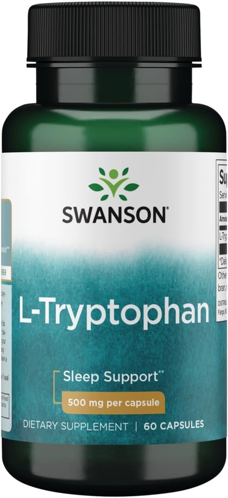 Swanson L-Tryptophan - Amino Acid Supplement - Ξεκούραση & χαλάρωση - (60 κάψουλες, 500mg έκαστο)