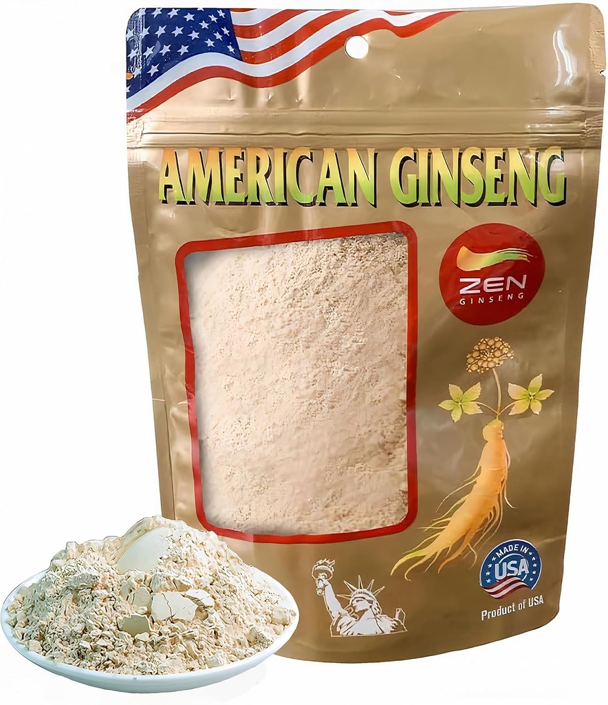 Zen Ginseng σκόνη - 4 oz. Τσάντα American Wisconsin Ginseng - Μη-GMO, Χωρίς γλουτένη - για σούπες, τσάι, καφέ, χυμούς, smoothies και ψήσιμο.