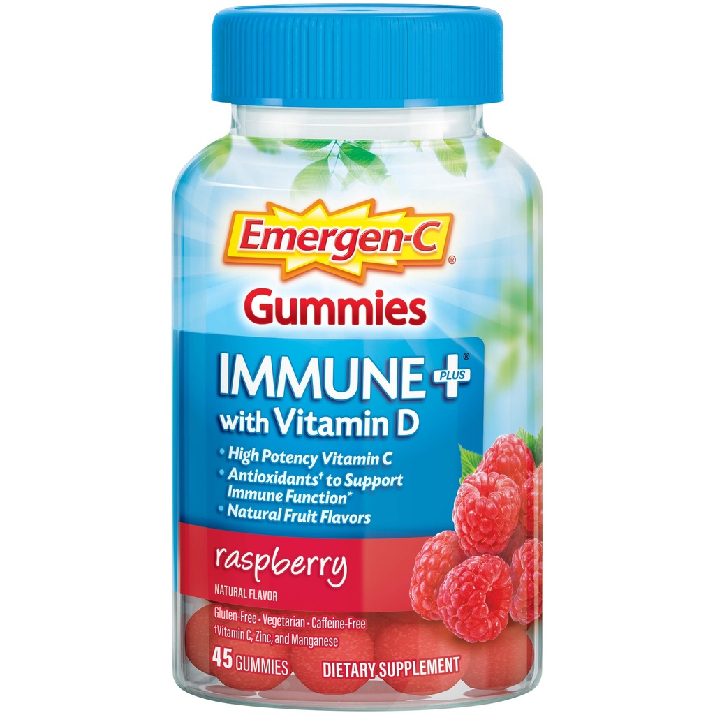 Emergen-C Immune+ Triple Action Immune Support Gummies, BetaVia (R), 1000mg Βιταμίνη C, Β Βιταμίνες, Βιταμίνη D και Αντιοξειδωτικά, Βατόμουρο, Back to School Essentials – 45 Count