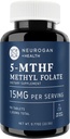 Neurogan L-5- MTHF Συμπλήρωμα φολικό μεθύλιο, 15 mg - Ενεργό Φολικό Οξύ- Vegan, Gluten-free & Non-GMO - Υποστηρίζει Γνωστική, Καρδιαγγειακή & Mood Υγεία - Made in USA, 90-Day Supply