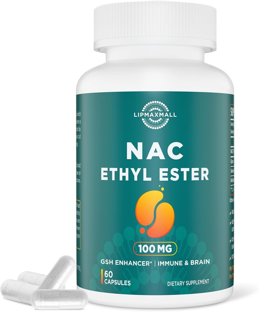 N-Acetyl Cysteine Ethyl Ester 100mg-Περισσότερη Απορρόφηση από 1000mg NAC-με Γλυκίνη 600mg-Benefit Glutathione-Good for Immune System & Antioxidant for Adults,NACET(60 Caps-1 Pack)