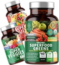 Number One Nutrition N1N Premium Superfood Greens [28 Ισχυρά Συστατικά] και Super Fruits & Veggies Supplement [40 Whole Foods] - Πλήρης Superfood Bundle, 2 Pack