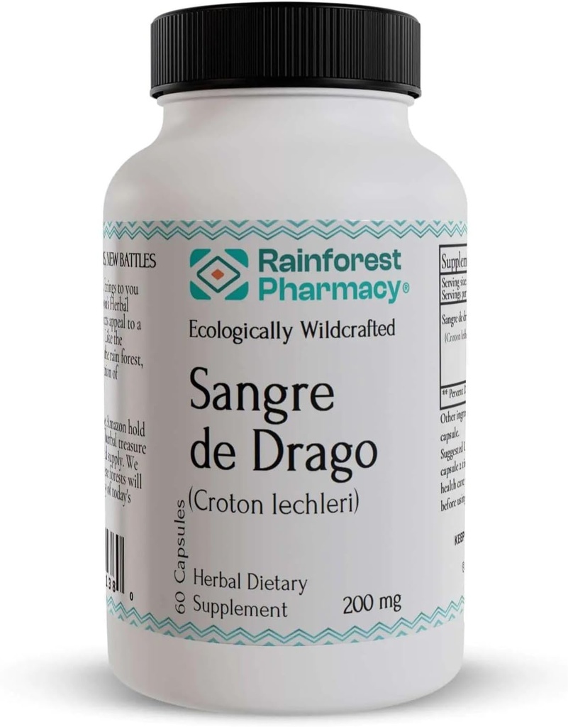 Sangre de Drago 60 Κηπευτικές κάψουλες 200 mg - 100% Αγνή Περουβιανή Οικολογικά Άγρια Croton Lechleri Dragon’s Blood for Digestive and Skin Health
