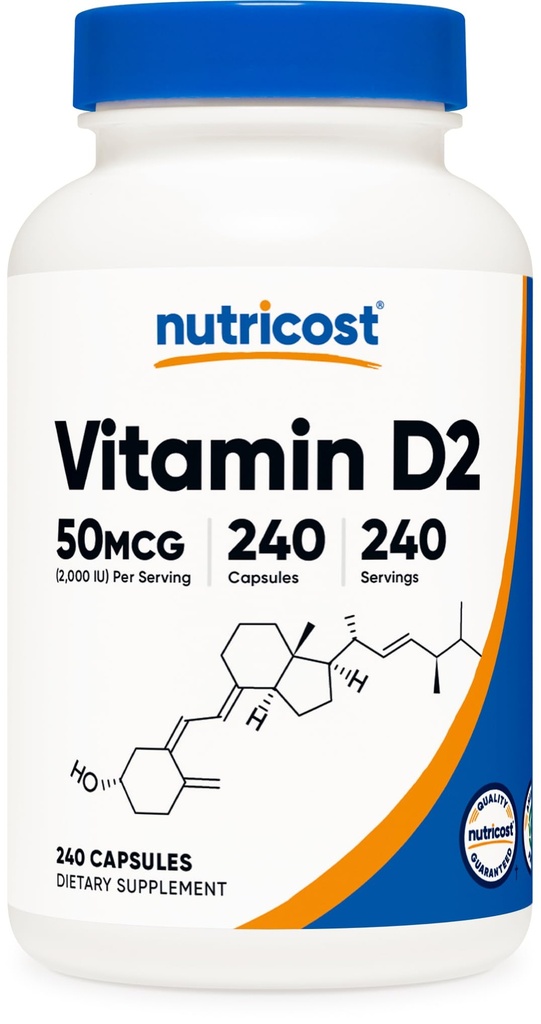 Nutricost Vitamin D2 συμπλήρωμα (2000 IU) 240 κάψουλες - Vegan, μη ΓΤΟ, χωρίς γλουτένη, τρίτο μέρος δοκιμαστεί