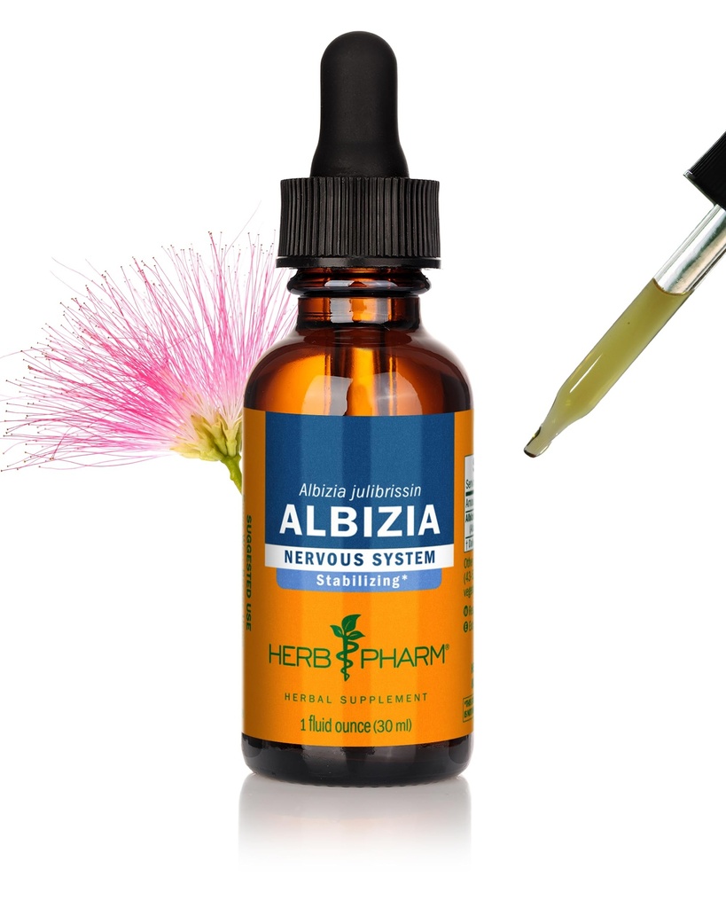 Herb Pharm Albizia Liquid Extract for Calm Mind & Nervous System Support, Vegan Albizia Bark Tincture, Herbal Support for Emotional Wellness, Non-GMO, Gluten-Free, Up to ~3 Week Supply, 1 oz*