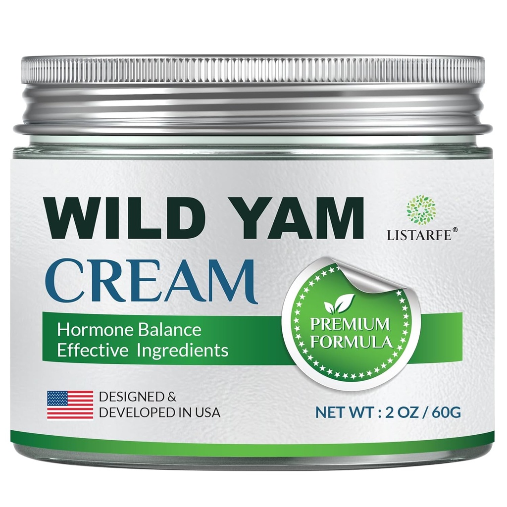 Κρέμα Wild Yam για την ισορροπία ορμονών, οργανική κρέμα Wild Yam για τις γυναίκες για καυτές αναλαμπές και νυχτερινό ιδρώτα Εμμηνόπαυση ανακούφιση, 2 oz