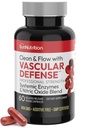 Vascular Defense Nitric Oxide Support | Systemic Enzyme Blend with Nattokinase, Lumbrokinase, Serrapeptase & Bromelain | Beet Root Extract | Spike Detox | Cardiovascular Supplement | 60 Capsules