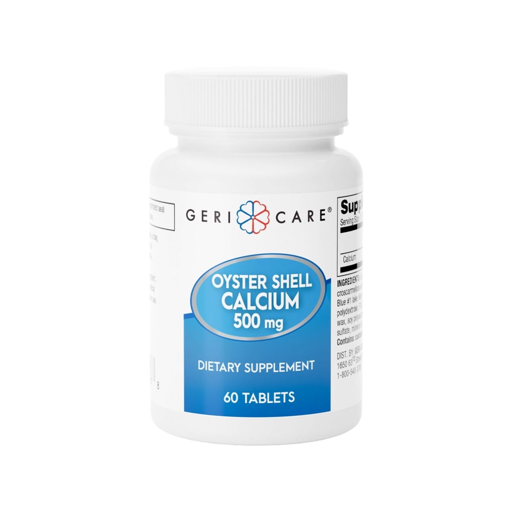 Gericare Oyster Shell Calcium 500 mg, Υγεία των οστών, Συμπλήρωμα διατροφής, 60 Count (πακέτο του 1)