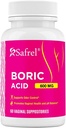 Safrel Boric Acid Κολπικά Υποθετικά - 60 Count (1-Pack) – 100% Καθαρή USA-Made, Υποστηρίζει Απλή & Κολπική Υγεία, pH Ισορροπία, Odor Control - Γυναικεία Ευεξία Απαραίτητη