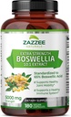 Zazzee Extra Strength Boswellia Serrata 10:1 Extract, 5000 mg Δύναμη, 65% Boswellic Acid, 180 Vegan Κάψουλες, 6 Μήνες Προσφορά, Τυποποιημένη 10X Υψηλή ισχύς, 100% Χορτοφαγικά, Όλα-Φυσικά, Μη-ΓΤΟ