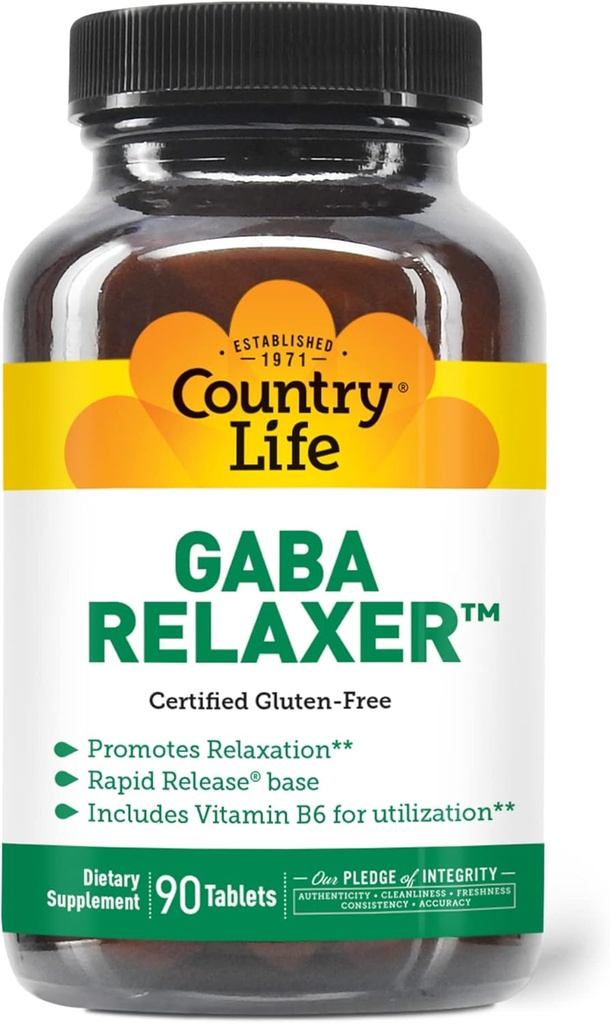 Country Life GABA Relaxer – 90 Tablets | Rapid Release Formula for Relaxation, Stress & Sleep Support | With GABA, Amino Acids & B Vitamins | Certified Vegan, Gluten-Free, Non-GMO