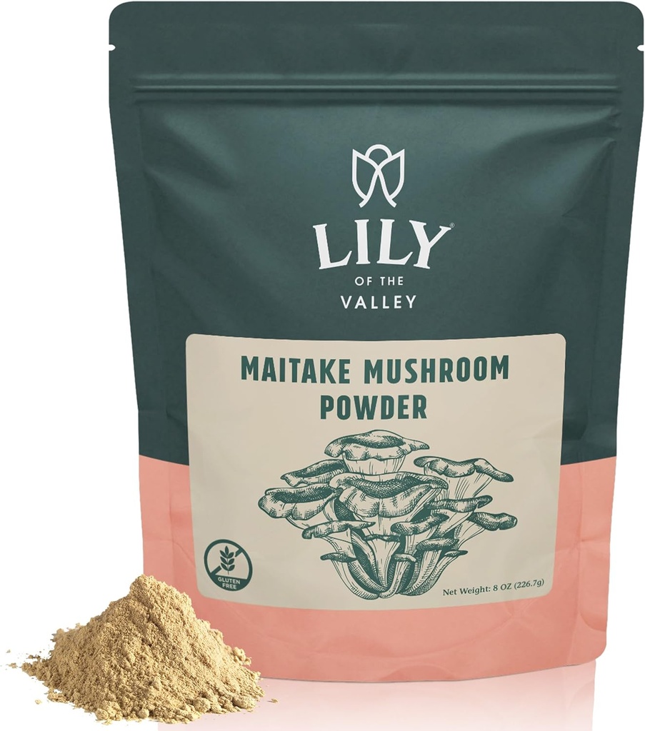 LILY OF THE VALLEY Μαϊτάκε Mushroom Powder - Grifola Frondosa - Great for Coffee & Smoothies - Vegan & Gluten-Free - Συσκευασία σε Resealable Pouch (4oz, 113g)