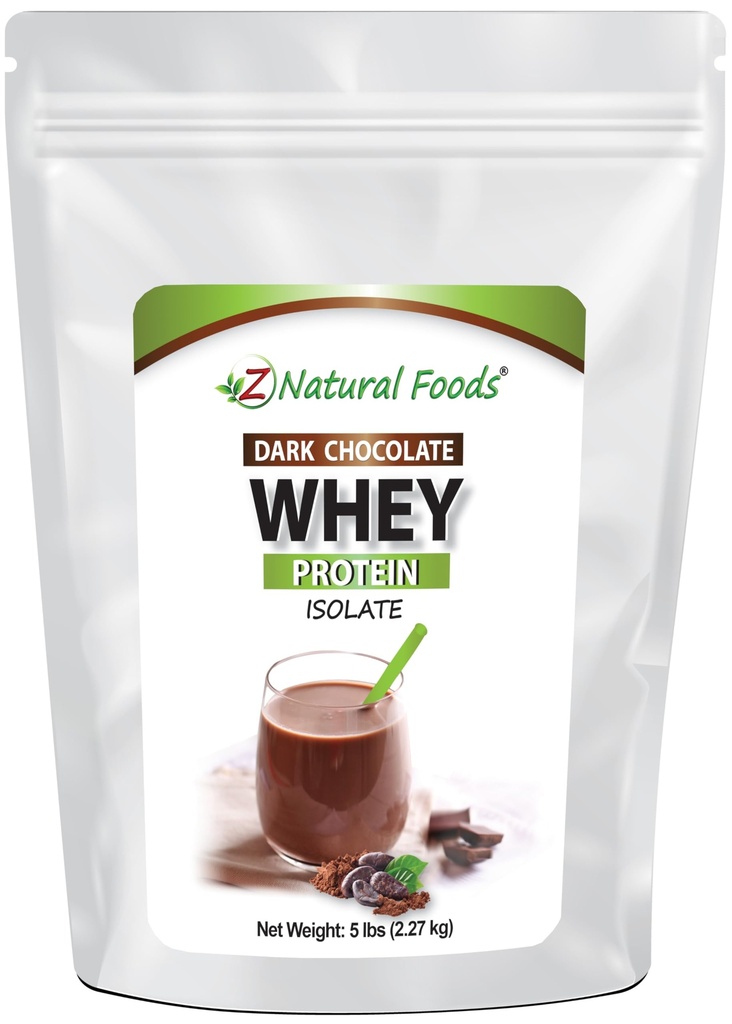 Z Natural Foods Απομονωμένη πρωτεΐνη ορού γάλακτος σκούρα σοκολάτα, φυσική σκόνη πρωτεΐνης με Zero Sugar, εμπλουτισμένη με ζωτικές πρωτεΐνες για την ενίσχυση της ενέργειας και απώλεια βάρους, χωρίς γλουτένη, μη GMO, 5 lbs