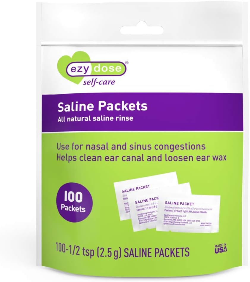 EZY DOSE Αλάτι Nasal Rinse Packets, ατομικά τυλιγμένα Sinus Refill Packets, Nasal Relief, 100 Count, Made in The USA
