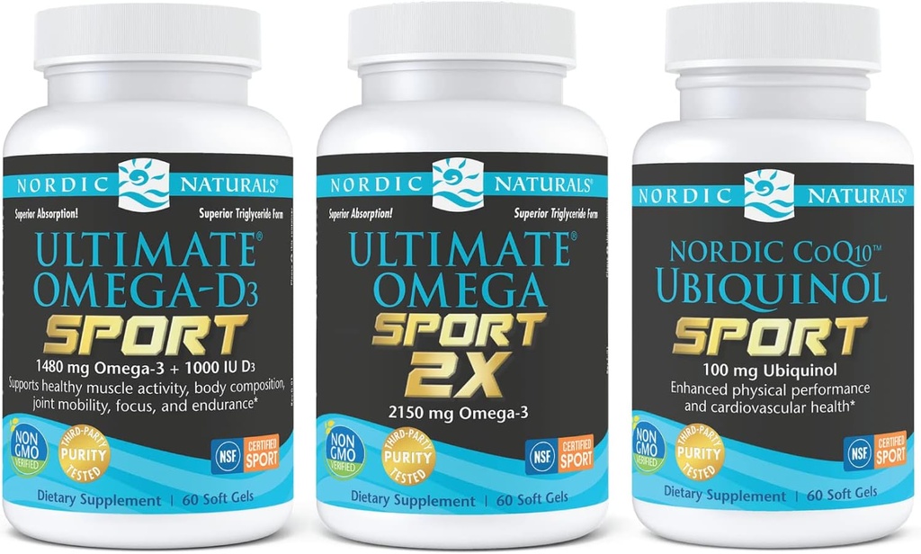 Nordic Naturals Sport Starter Pack - CoQ10 Ubiquinol, Ultimate Omega 2X, Ultimate Omega D3