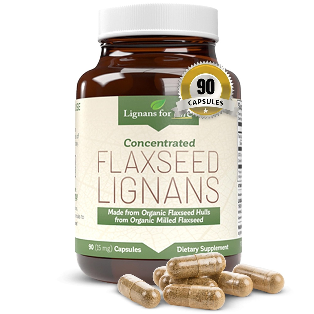 Lignans for Life Lignans flaxseed for Dogs & People - Βιολογικό συμπλήρωμα flaxseed για υποστήριξη ορμονών, 15mg 90 κάψουλες, flax σπόρων για σκύλους & γυναίκες, High-Fiber
