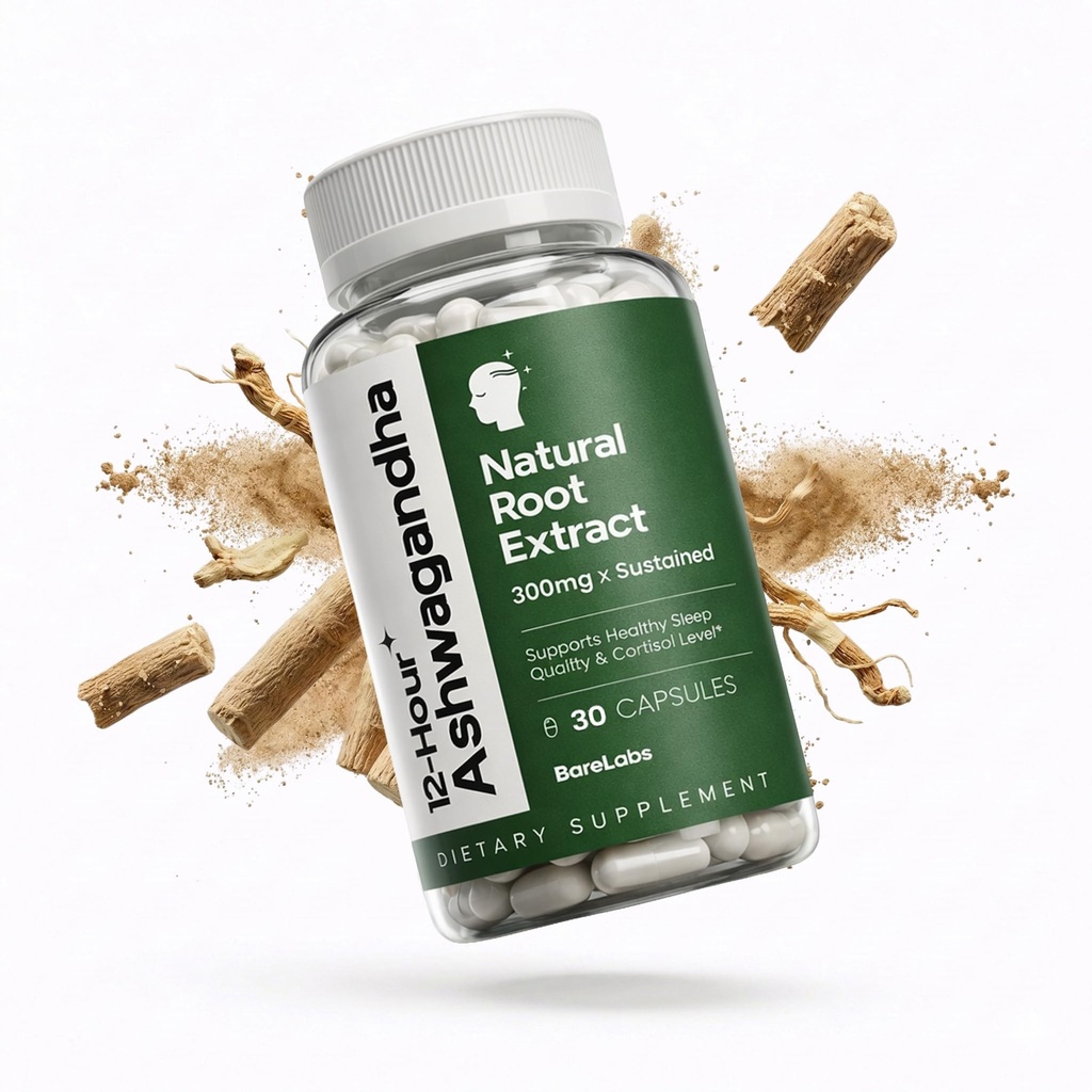 Ashwagandha 300mg + 12 Hour Time Release Root Extract (Prolanza®) + Stress, Sleep & Energy Support Supplement for Men & Women - 30 Day Supply
