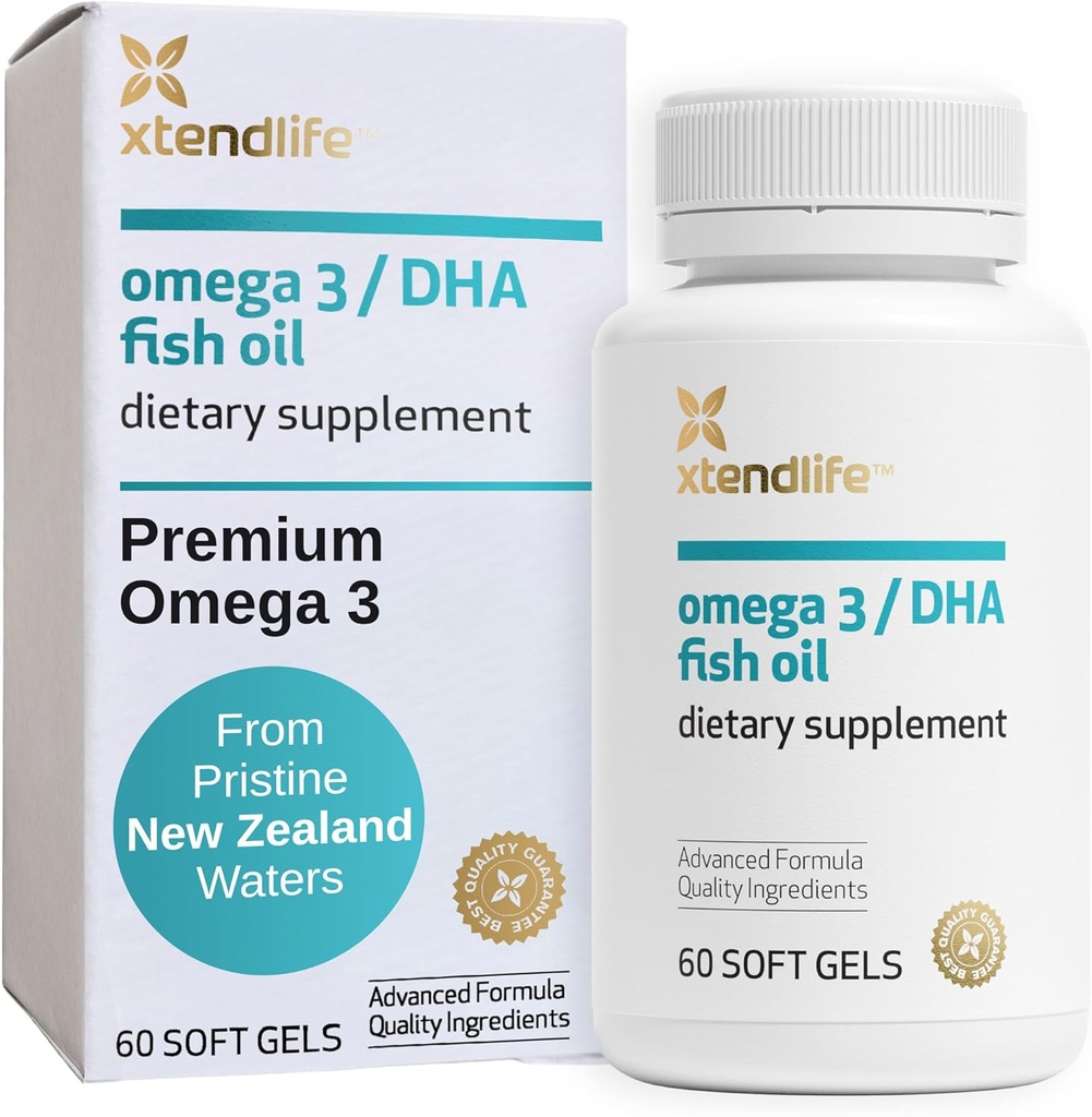 Xtendlife Omega 3 DHA ιχθυέλαιο - 1100mg με 700mg DHA και 300mg EPA - Ωμέγα 3 6 9 συμπλήρωμα για την καρδιά και τον εγκέφαλο - 1 μήνα προσφοράς (60 Count)