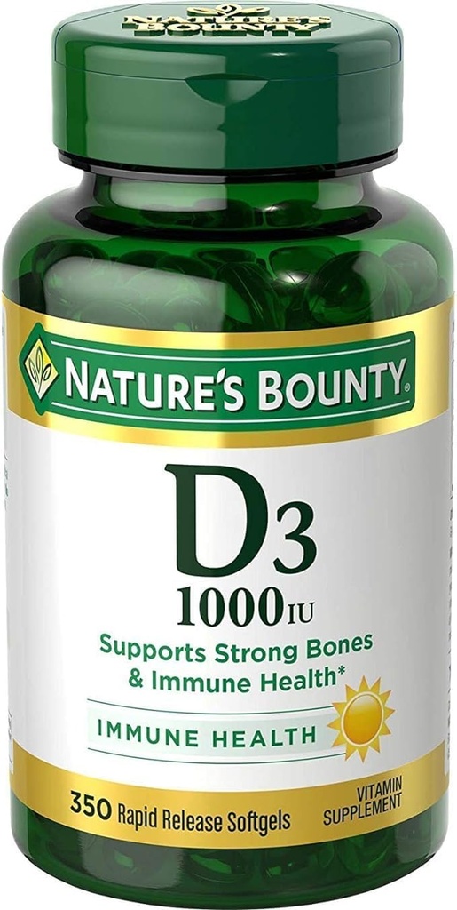 Nature's Bounty Bounty D-1000 IU Συμπλήρωμα διατροφής Rapid Release Liquid Softgels 350 ea (πακέτο του 2)