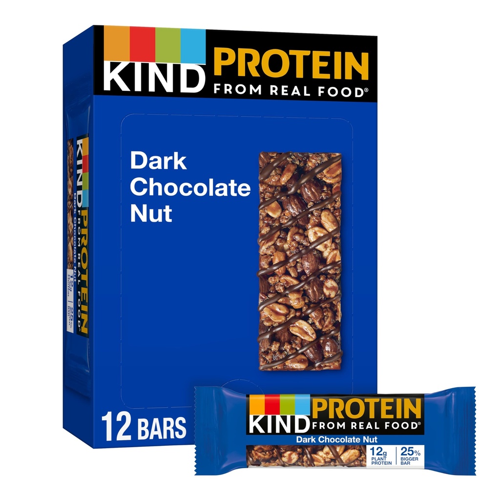 KIND Protein Bars, Dark Chocolate Nut, Gluten Free, Healthy Snacks, 12g Protein, 12 Count