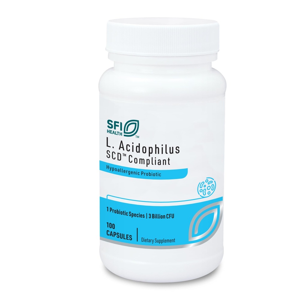 Klaire Labs SFI Health L. Acidophilus - 3 δισεκατομμύρια CFU Lactobacillus Probiotic, Pure SCD Compliant Formula for Men & Women, Hypoallergenic & Non-Dairy (100 κάψουλες)
