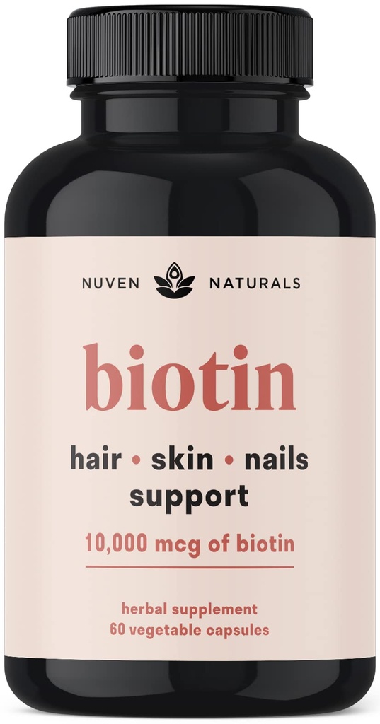Βιταμίνες μαλλιών - Biotin 10000 mcg με βιταμίνη Α, Ε, C, D & Adaptogens για την υποστήριξη των μαλλιών, του δέρματος & των νυχιών - Biotin συμπλήρωμα για την υγεία και την ανάπτυξη 