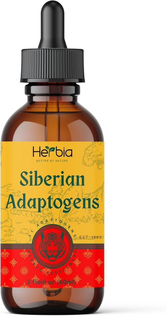 Siberian Adaptogens Herbal Blend with Maral, Spikenard, Eleuthero, Red Ginseng, Rhodiola, Schisandra, Licorice, Peony, & More - Boosts Energy, Enhances Focus, Reduces Stress, 2 Fluid oz (60 ml)