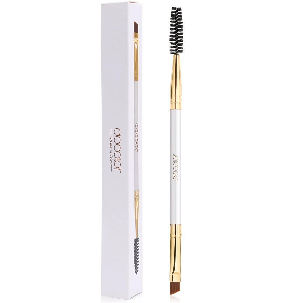 Docolor Eyebrow Brush Duo Eyebrow Spooie Επαγγελματικό Γωνιακό Eye Brow Brush Ιδανικό για Lining και Shaping Brows, Spooie για Brows ή Lashes Λευκό