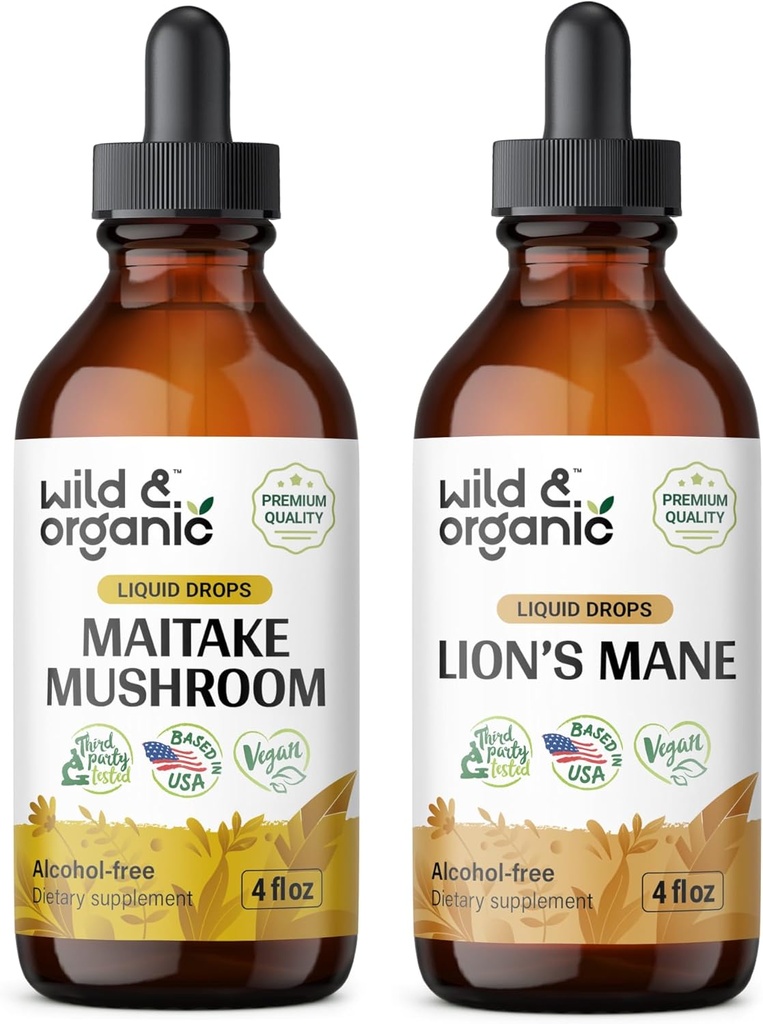 Άγρια & οργανικά Μάιτακε Mushroom Βάμμα 4 fl oz & Mane του Λέοντα Βάμμα 4 fl oz
