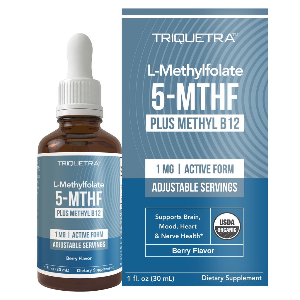 Organic Methyl Folate 1000 mcg + Methyl B12 Cofactor (300 Servations) – Μεταβολικά Ενεργή μορφή 5-MTHF, Βιολογικό άρωμα μούρου, Υγρή υπογλώσσια μορφή – Mood, Cognition, Methylation, Εγκυμοσύνη (1oz)