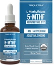 Organic Methyl Folate 1000 mcg + Methyl B12 Cofactor (300 Servations) – Μεταβολικά Ενεργή μορφή 5-MTHF, Βιολογικό άρωμα μούρου, Υγρή υπογλώσσια μορφή – Mood, Cognition, Methylation, Εγκυμοσύνη (1oz)