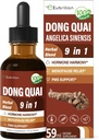 Dong Quai Liquid Supplement for Women, Angelica Sinensis Root Extract Timcture Support Εμμηνόπαυση & PMS Relief, Hot Flashes, Herbal Blend Drops with Red Clover Fenugreek.