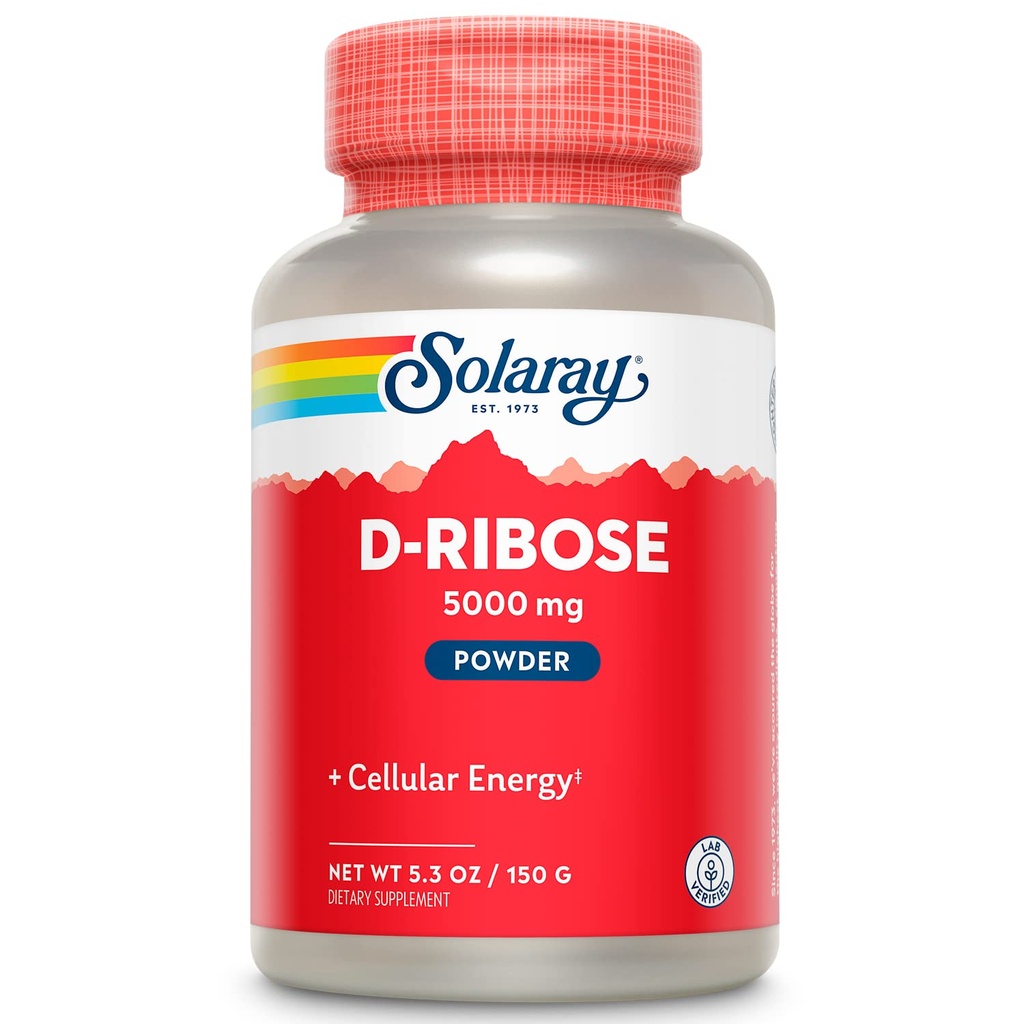 SOLARAY D-Ribose Powder 5000 mg | Healthy Cardiac and Cellular Energy (ATP) Production Support | 30 Servings | 150 Grams
