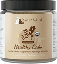 kin+kind Healthy Calm Supplement for Dogs & Cats - Vet Formulated Natural Formula with Organic Chamomile, Thyme, Apple Pomace, Ginger and Coconut-Made in USA - 4 oz (Medium)